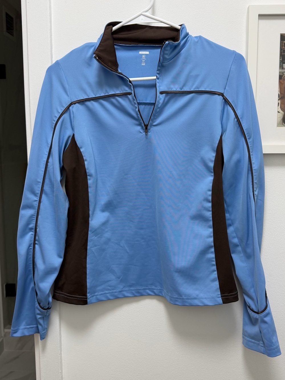 GAP Light Blue Half-Zip Ski Jacket with Brown Panels